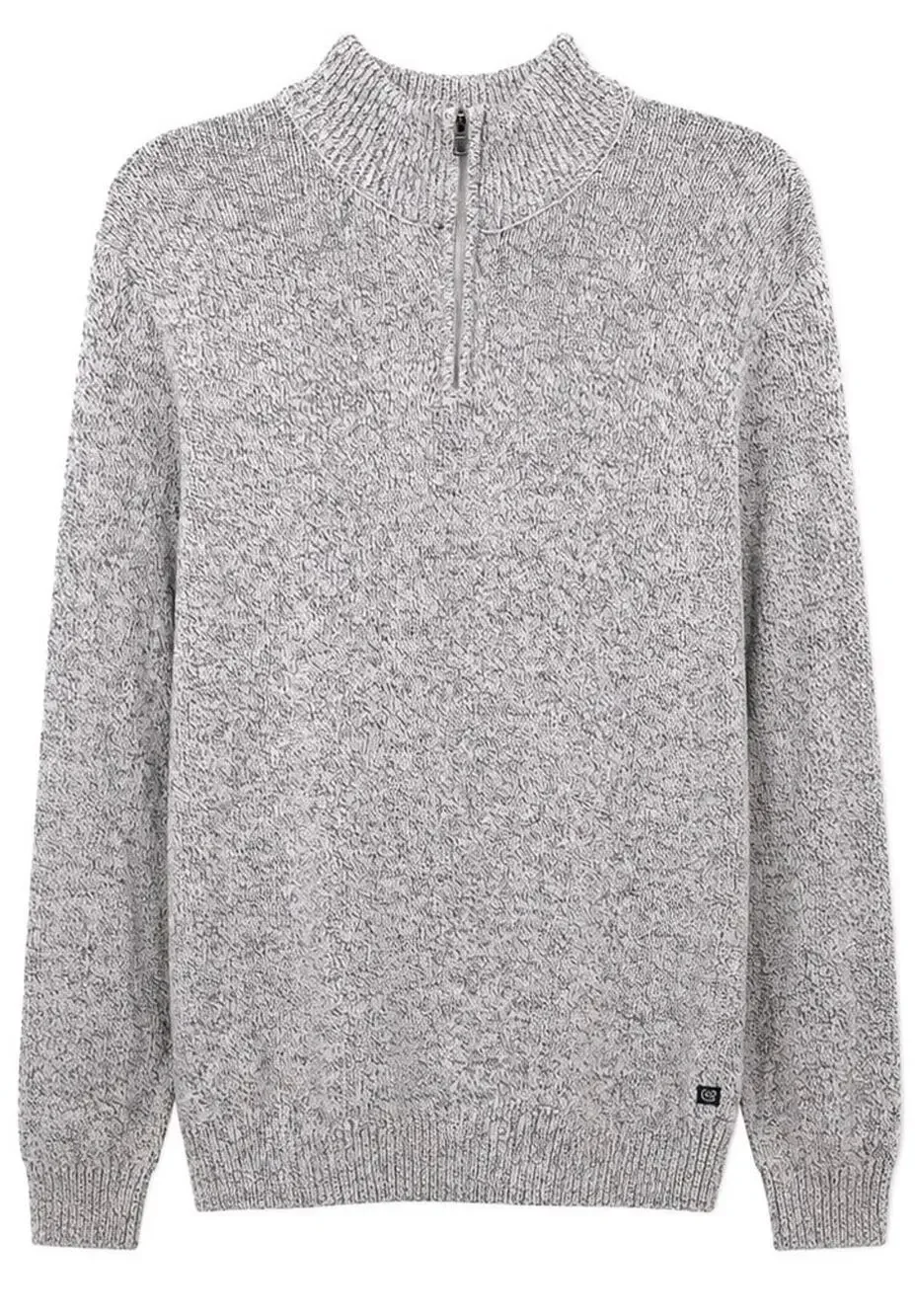CHAPS Mens XXL Plus Size Quarter Thick Zip Sweater Gray Marled Cotton Blend